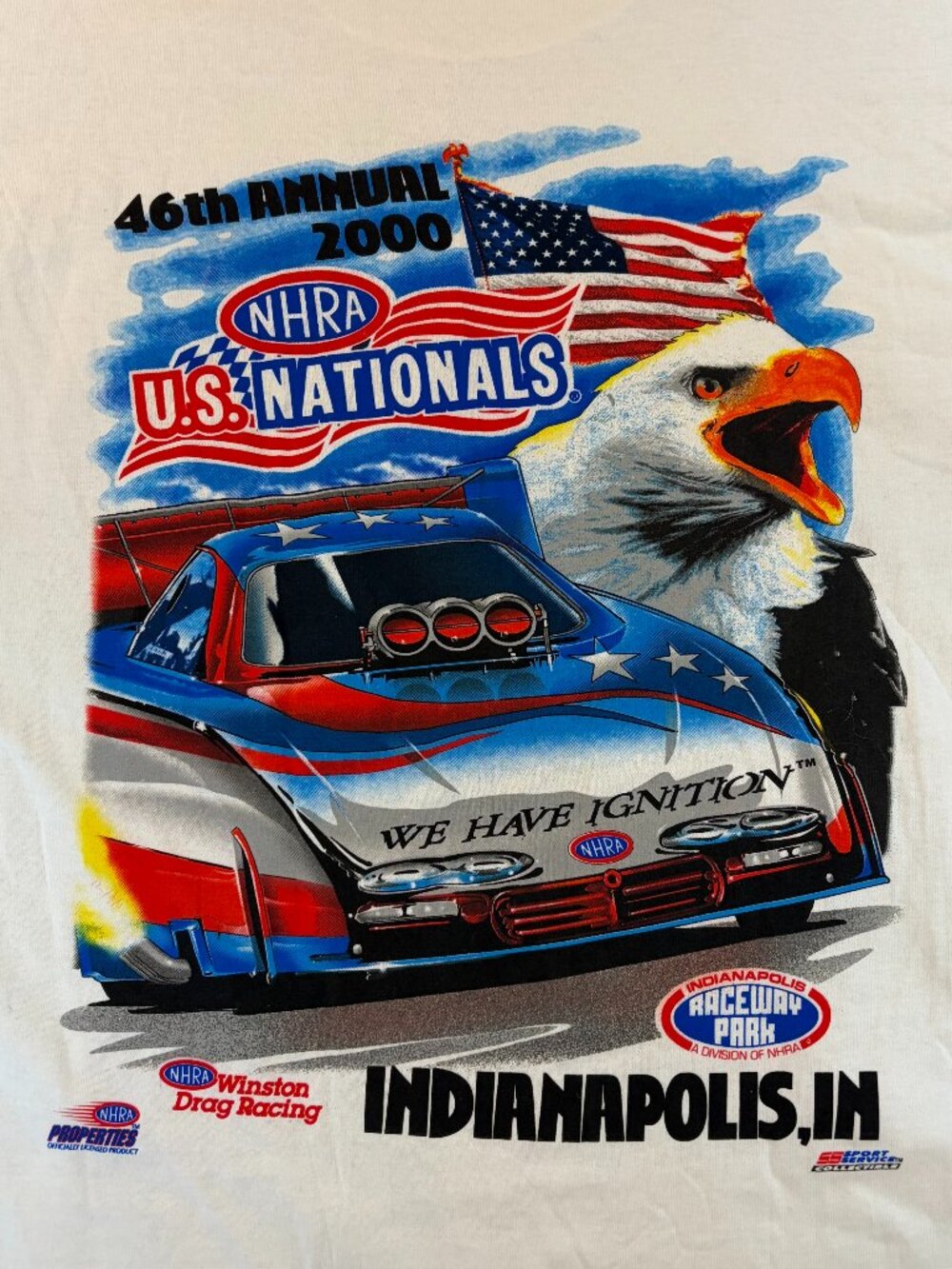 Vtg 2000 Jerzees 46th Annual NHRA US Nationals Indianapolis Drag Racing Tee XL